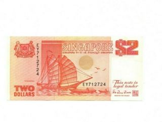 Bank Of Singapore 2 Dollars 1990 Xf