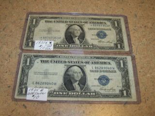 Us One Dollar 1935e Silver Certificates,  Star Notes,  Off Center