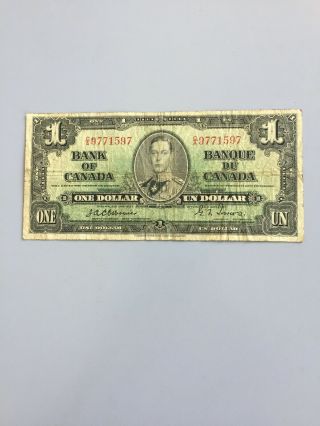 1937 - Canadian One Dollar Bill Circulated $1 Ca 9771597