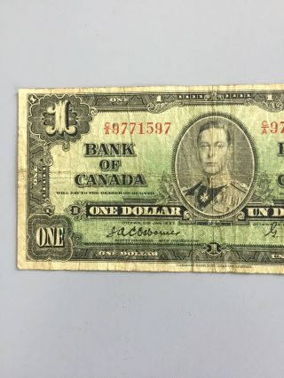 1937 - Canadian One dollar bill Circulated $1 CA 9771597 3