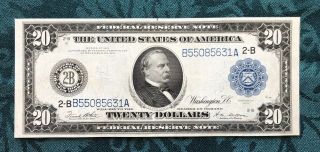 1914 $20 Twenty Dollars Federal Reserve Note York (au - Unc)