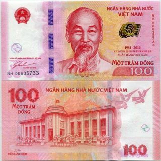 Vietnam 100 Dong 2016 Comm.  65th P 125 Unc Nr