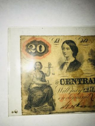 1860 $20 THE CENTRAL BANK OF VIRGINIA OBSOLETE BANKNOTE STAUNTON,  VA 3
