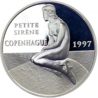 France 100 Francs 15 Ecu 1997,  22.  2 Grams Silver Proof Little Mermaid Copenhague