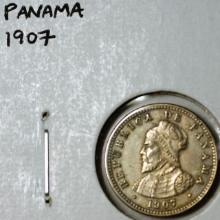 1907 Panama Medio Centesimo Half 1/2 Cent Armored Bust Circulated Fine Coin