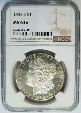 1882 S Silver Morgan Dollar Ngc Ms 63 Star Deep Mirrors Pl Graded Coin