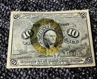 10c 1863 U.  S.  Fractional Currency Ten Cents George Washington,  Fr - 1244