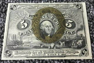 U.  S.  Fractional Currency 5c 1863 Five Cents G.  Washington,  Fr - 1232, 2
