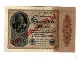 Xxx - Rare 1 Billion Mark Weimar Inflation Banknote 1922 In Very F Con