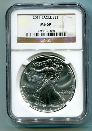 2013 American Silver Eagle Ngc Ms69 Brown Label Premium Quality Fast Ship Pq