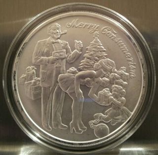 Merry Consumerism 1 Oz.  999 Silver Shield Limited Christmas Debt,  End The Fed
