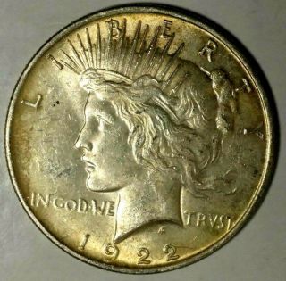 1922 - P $1 Liberty Peace Silver Dollar 19lwau0414 Au 90 Silver $1.  00