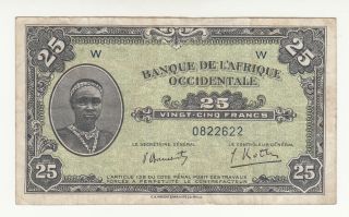 French West Africa 25 Francs 1942 Circ.  P30a @