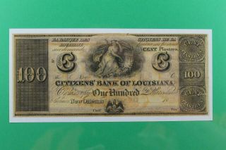 1850 - 60 $100 Citizens Bank Orleans Louisiana Obsolete Note Perfect