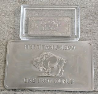 1 & 1/4 Oz Troy Ounce American Buffalo.  999 Pure Titanium Bullion Bar Ti Element 2
