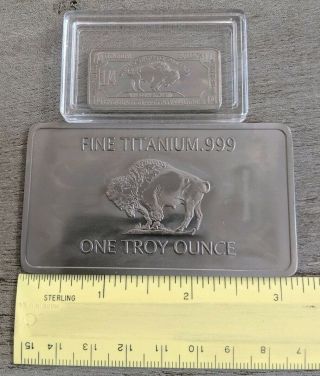1 & 1/4 Oz Troy Ounce American Buffalo.  999 Pure Titanium Bullion Bar Ti Element 3