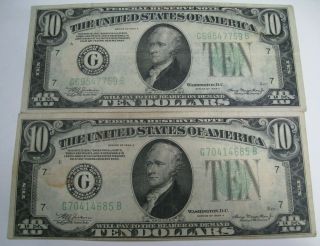 2 - 1934 - A $10 Frn Notes G/b Block - Chicago - 15