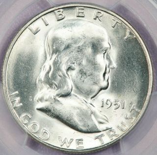 1951 - S Franklin Half Dollar Pcgs Ms64fbl