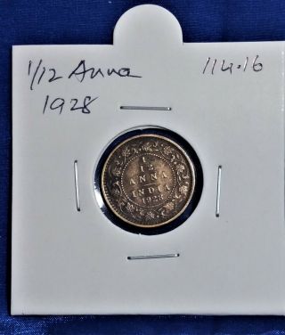 Rare British India Coin King George V 1/12 Anna (1/192 Rupee) 1928