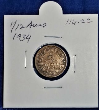 Rare British India Coin King George V 1/12 Anna (1/192 Rupee) 1934