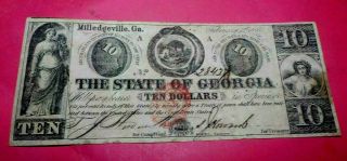 1863 Ten Dollar State Of Georgia Note
