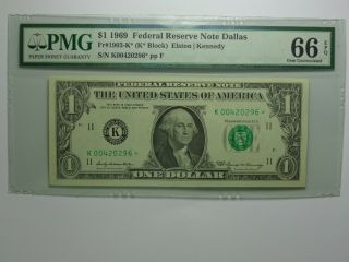 1969 $1 Dollar Frn Dallas Star Note Fr 1903 - K Pmg Gem Unc - 66 Epq