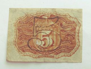 1863 George Washington U.  S.  5 Cents Fractional Currency 4