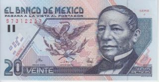 Mexico Banknote P100 20 Pesos 10 Dic 1992 Serie J,  Unc