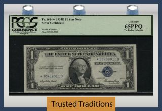 Tt Fr 1614 1935e $1 Star Note Silver Certificate Pcgs 65 Ppq Gem