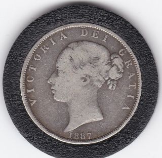 Young Head 1887 Queen Victoria Half Crown (2/6d) - Silver Coin
