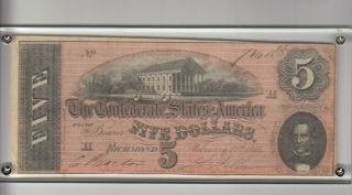 Confederate States America Five Dollar 1864