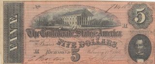 Confederate States America Five Dollar 1864 3