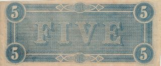 Confederate States America Five Dollar 1864 4