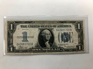 1934 $1 Silver Certificate,  Funny Back,  Large Blue Seal,  Circulated