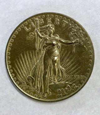 Vintage 3 " Giant Novelty Fake Us 1907 Liberty One Dollar Gold Tone Coin