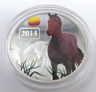 Colorized 2014 Tokelau Year Of The Horse Proof 1oz.  999 $5 Silver Coin L58