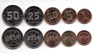 Zimbabwe - 1,  5,  10,  25,  50 Cents Bond Coin 2014 Unc Set 5 Coins Lemberg - Zp