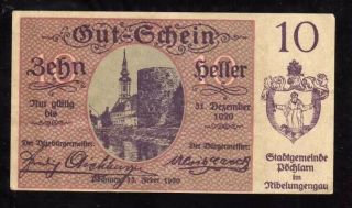 Austria 10 Heller Notgeld,  1920,  Pochlarn,  World Currency
