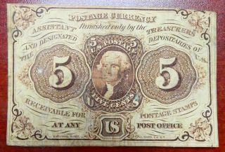 5 Cent First Issue Fractional Fr 1231 W/o Monogram Vf - Bc