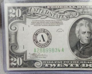 1934 $20 Federal Reserve Note $20.  00 Bill A28899834A 3