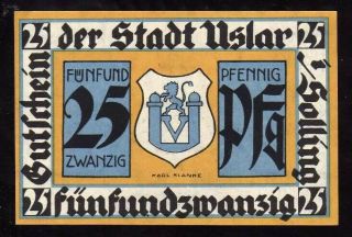 Germany (weimar Republic) 25 Pfennig Notgeld,  1921,  Uslar,  World Currency