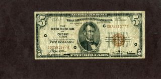 U.  S: $5.  00 - National Currency - Chicago - In Fine.