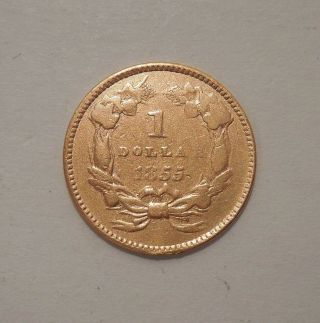 1855 - Liberty Head Gold Dollar - $1 - Type 2 - U.  S.  Gold Piece - U.  S.  Gold Coin