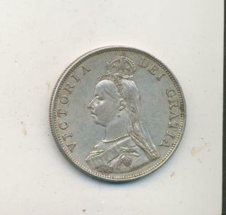 1889 Double Florin Great Britain Queen Victoria Silver Coin Uk