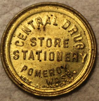 Merchant Trade Token Central Drug Store,  Pomeroy Wash Good For 2 Cents Trade