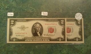 1953 - A $2.  00 United States Notes,  Two Consecutive,  50 Off