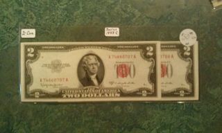 1953 - C $2.  00 United States Notes,  Two Consecutive,