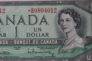 1954 Bm Star Replacement Note Bank Of Canada $1