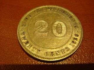 Straits Settlements 20 Cents 1926 King George V Silver Coin