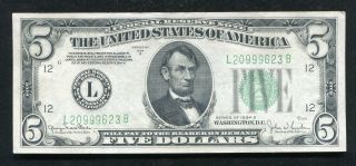 Fr.  1960 - L 1934 - D $5 Frn Federal Reserve Note San Francisco,  Ca Gem Uncirculated